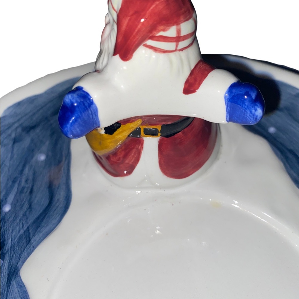 Unbranded Hand Painted Santa Chip and Dip Bowl Ceramic Christmas Serving Dish - Picture 6 of 9